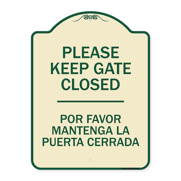 Signmission Designer Series-Keep Gate Closed Por Favor Mantenga La Puerta Cerrada, 24" x 18", TG-1824-9790 A-DES-TG-1824-9790 - main